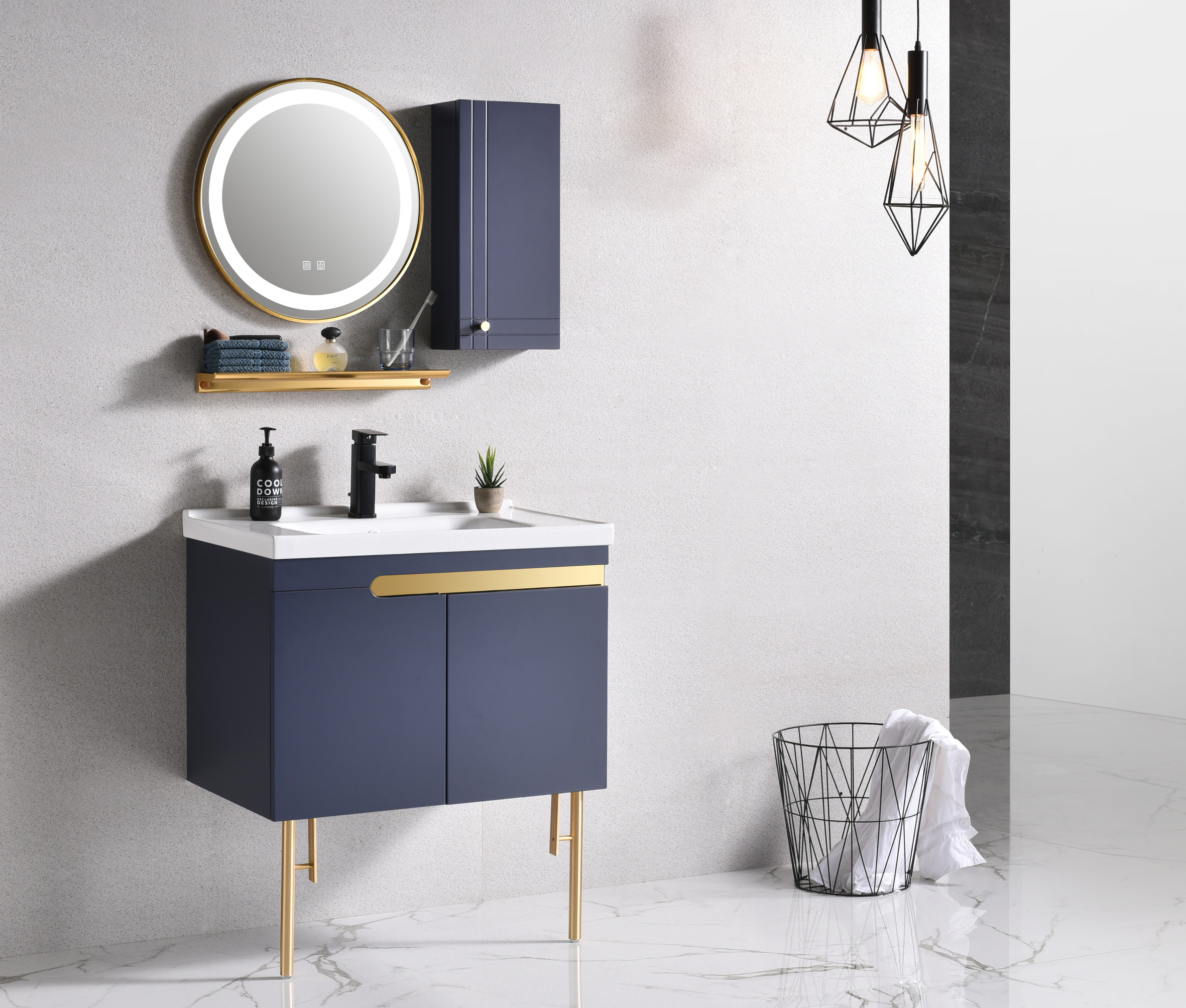 euro style bathroom cabinet cheap hotel vanity top sell PVC bathroom cabinet