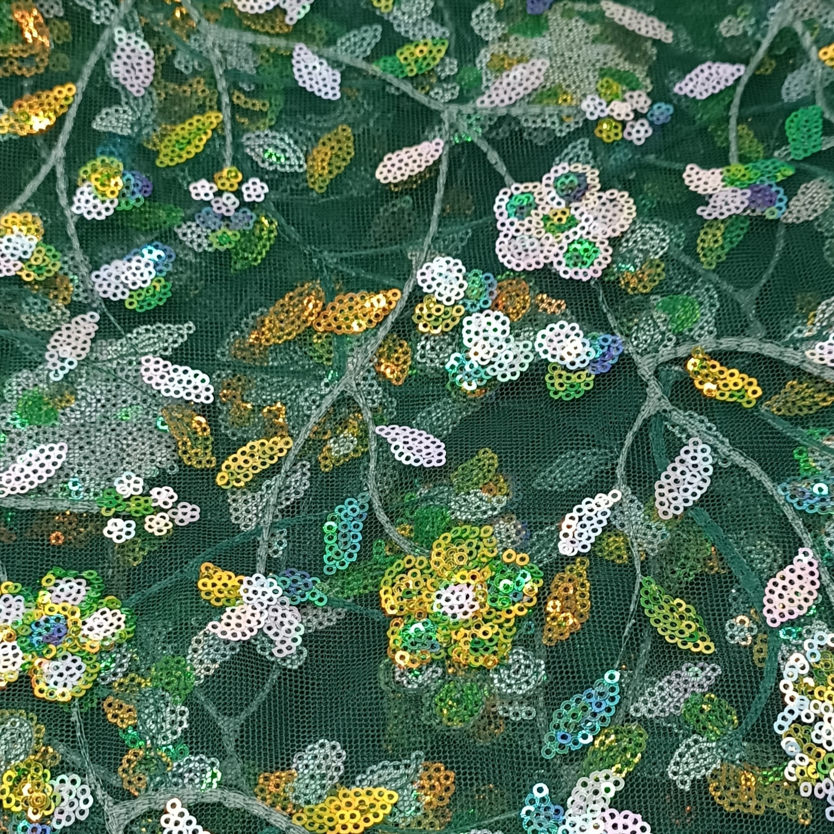 2023 latest design nigeria soft net colorful sequins and beads embroidery lace fabric for bridal dress