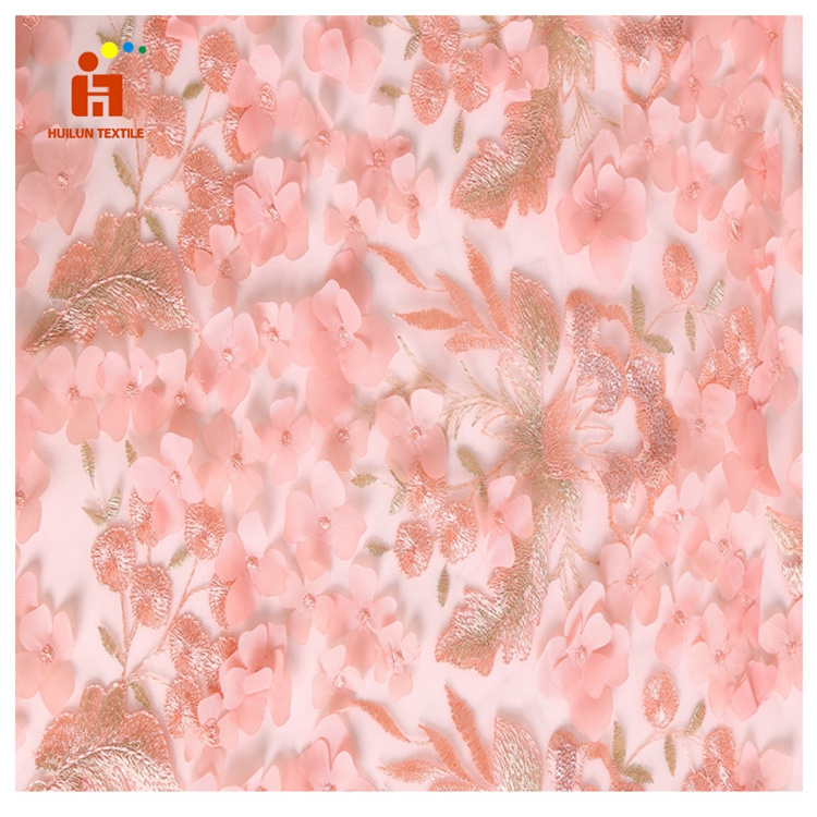 HLJG164 applique laser cutting voile fabric Laser embroidery fabric