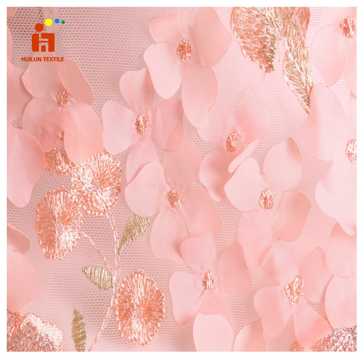 HLJG164 applique laser cutting voile fabric Laser embroidery fabric