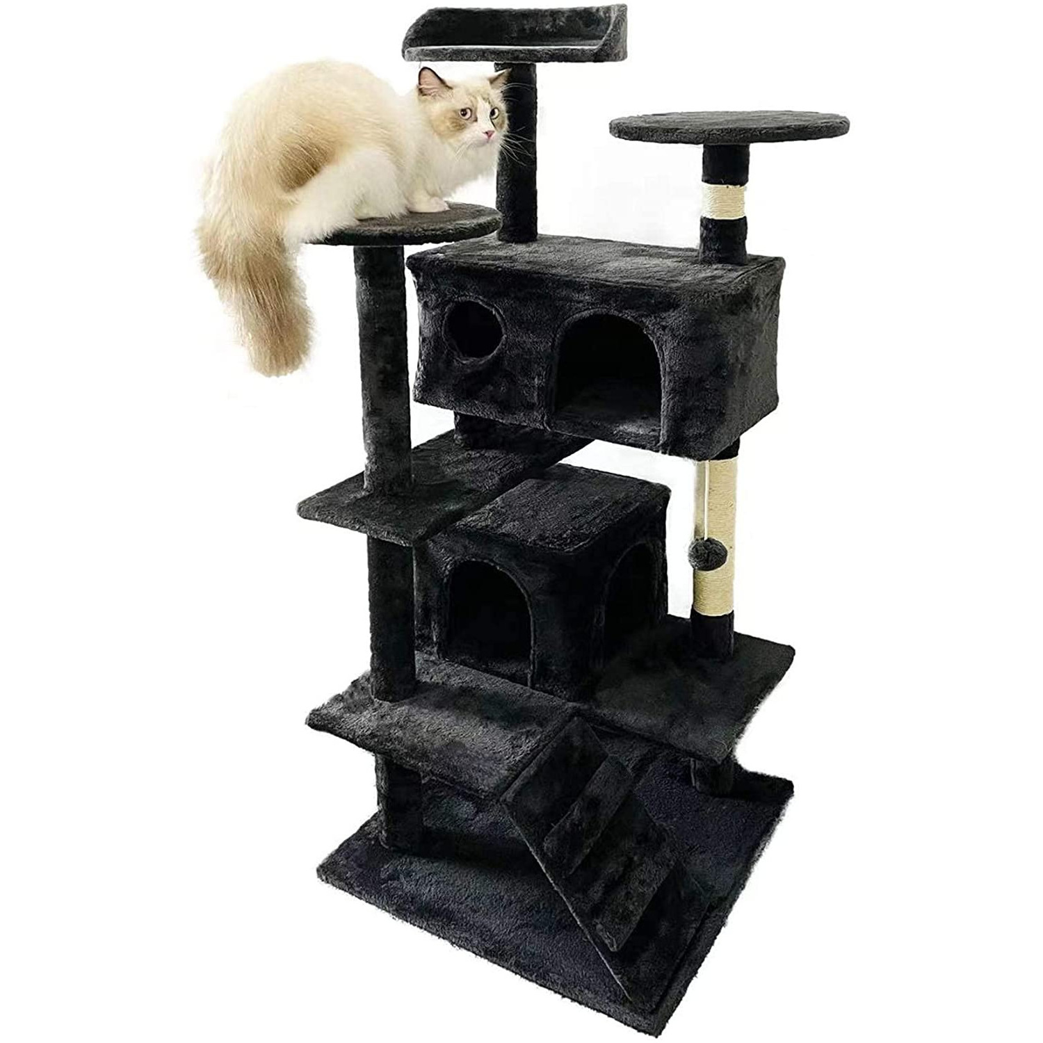 Wholesale Wooden Cat Scratcher Tree Tower Climbing Cheap Modern Wood Cat Tree House Climbing Frame floor to ceiling cat tree