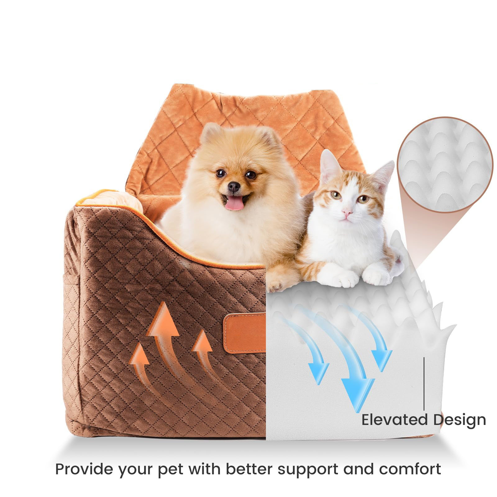 Dog Car Booster Seat travel and outdoor pet bed Car Seat for Dogs with Removable Pillow & Safety Belt Washable Pet sofa bed