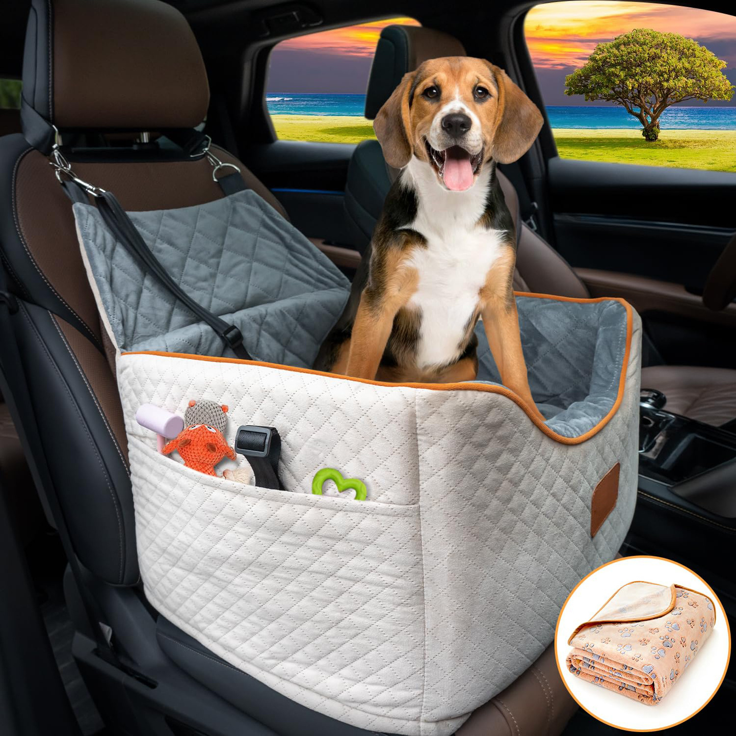 Comfortable Puppy dog bed soft travel pet car seat with safety buckle dog products luxury waterproof dog car seat  bed