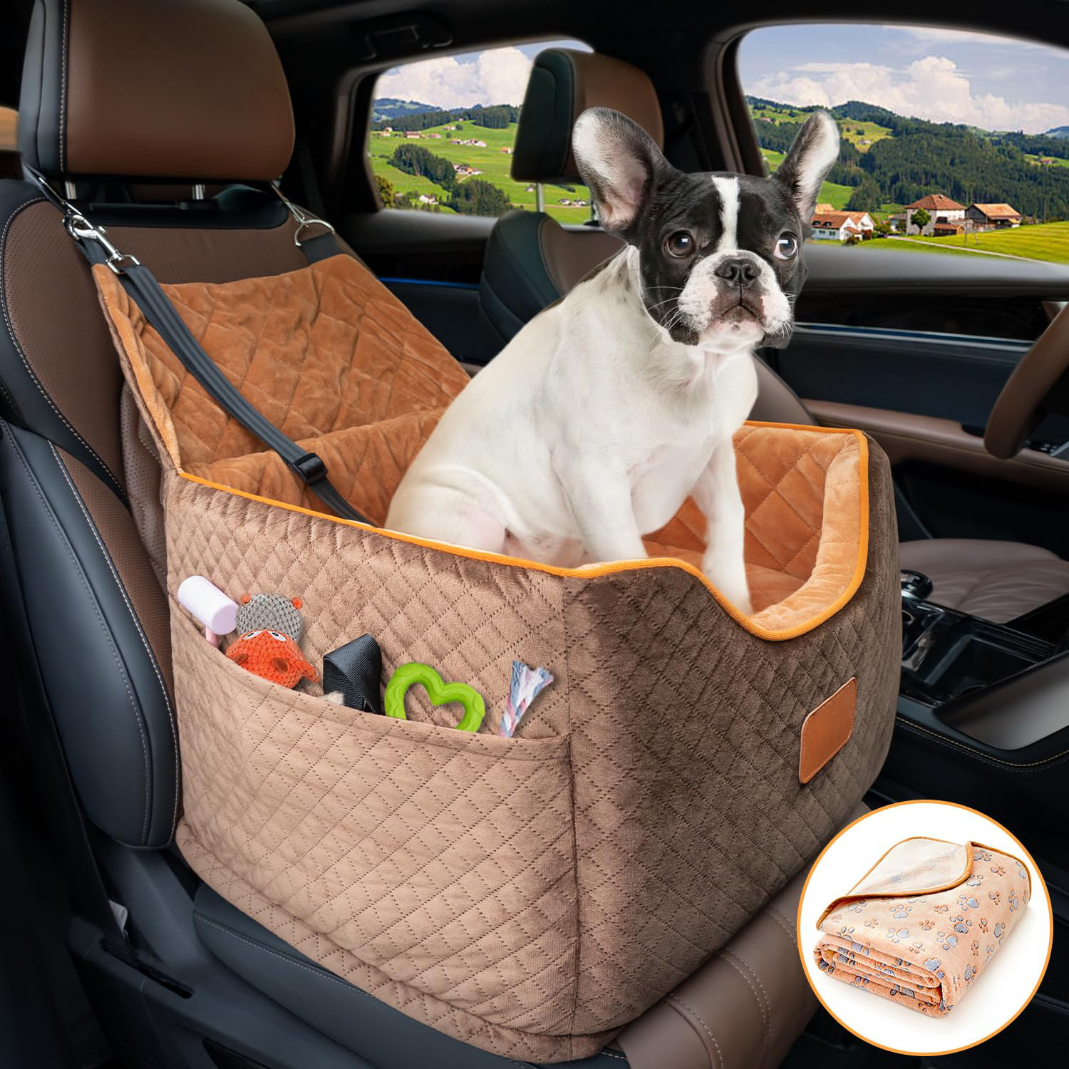 Dog Car Booster Seat travel and outdoor pet bed Car Seat for Dogs with Removable Pillow & Safety Belt Washable Pet sofa bed