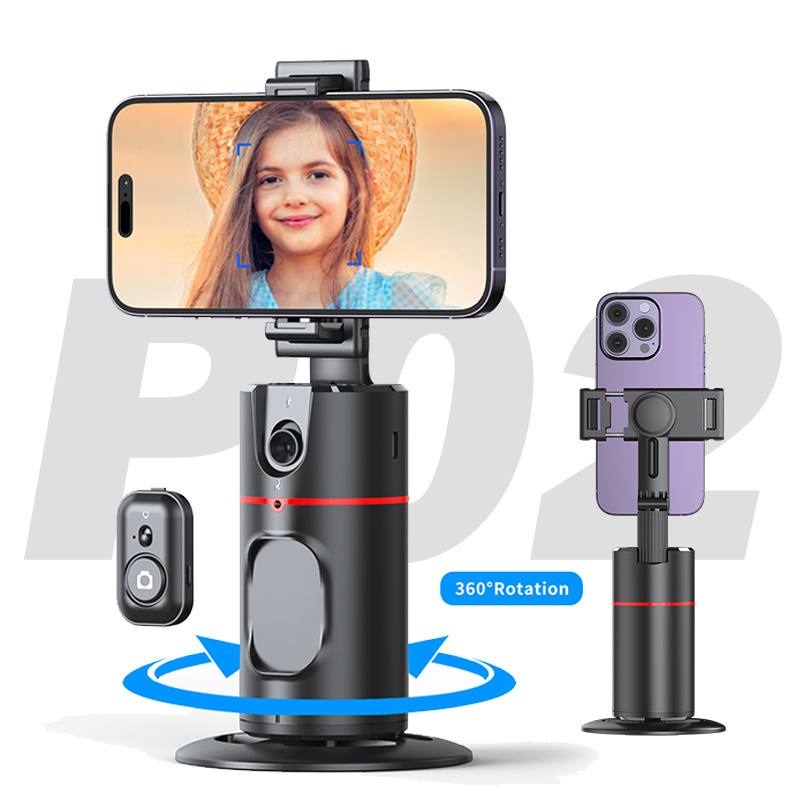 New P02 facial recognition gimbal 360 degree automatic rotation supports gesture control, and the phone stand is detachable