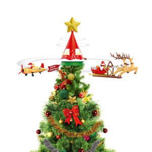 2024 Hot selling gift christmas led toy items for Xmas Flying Santa sleigh Xmas Trees LED light Scene Christmas star HN967632