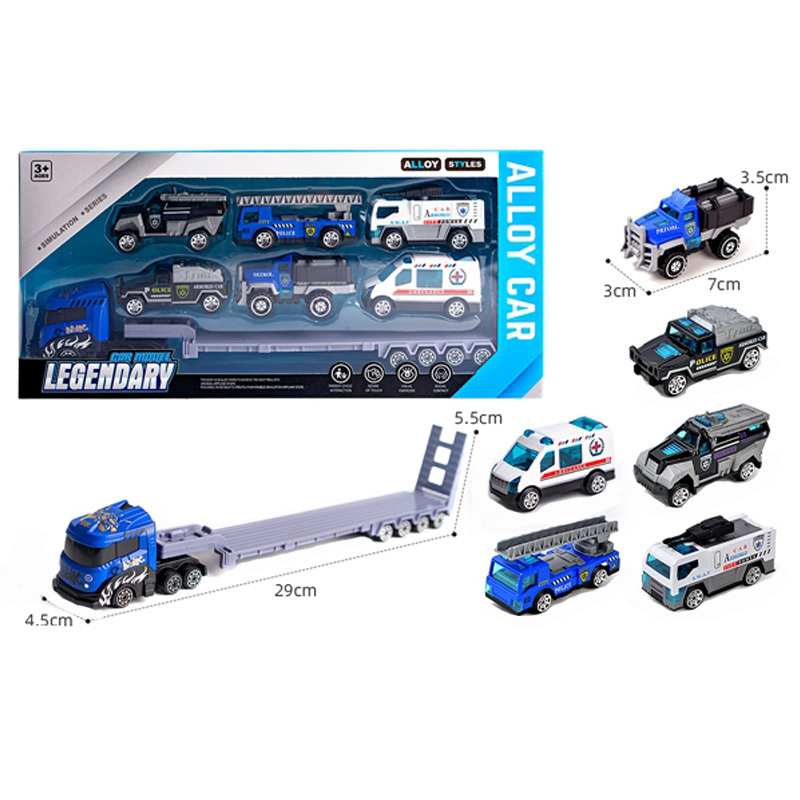 Hot selling children's toys alloy sliding truck  police car metal diecast model cars HN959914