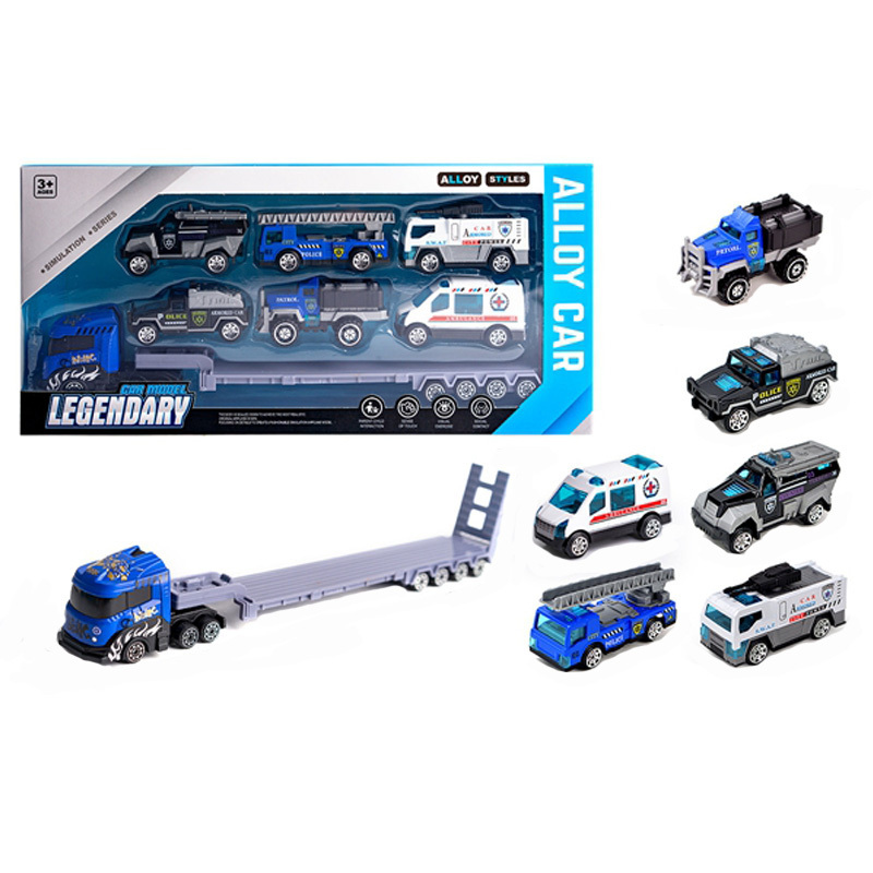 Hot selling children's toys alloy sliding truck  police car metal diecast model cars HN959914