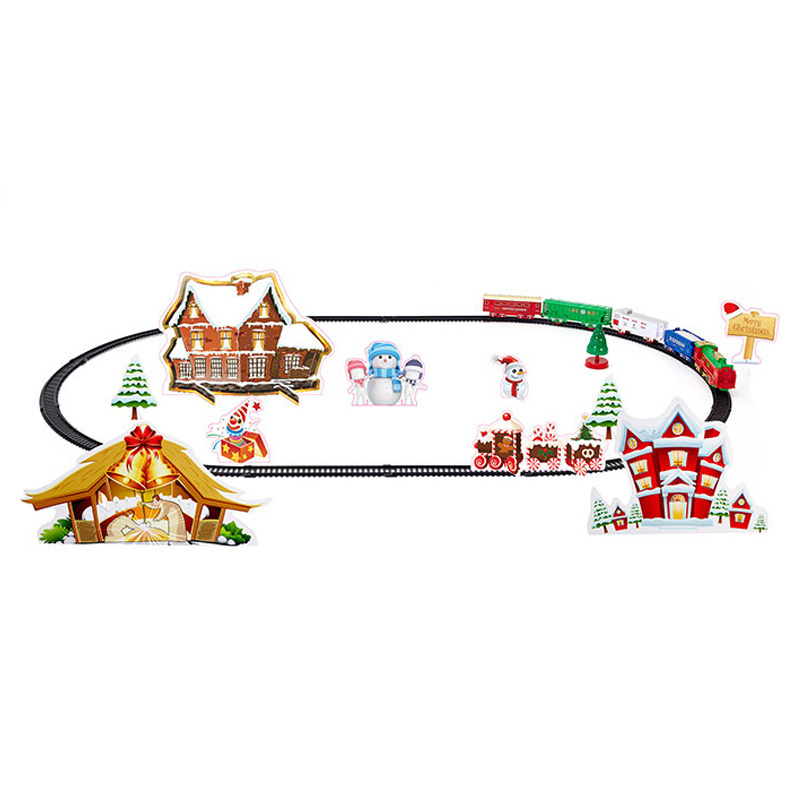 Xmas decoration items customized christmas decor train toy with smoke HN808051