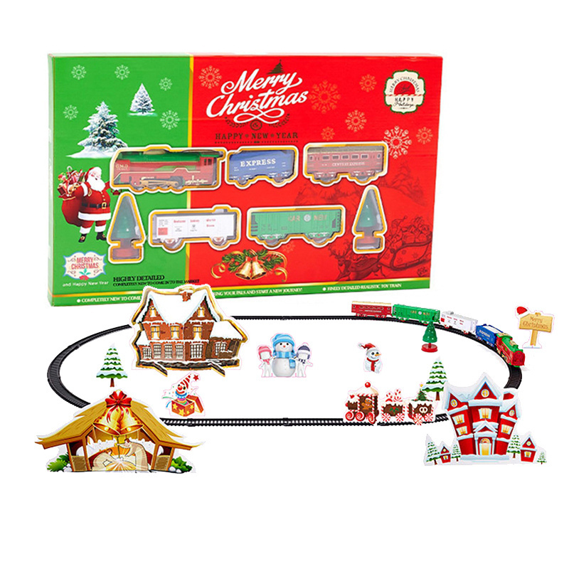 Xmas decoration items customized christmas decor train toy with smoke HN808051