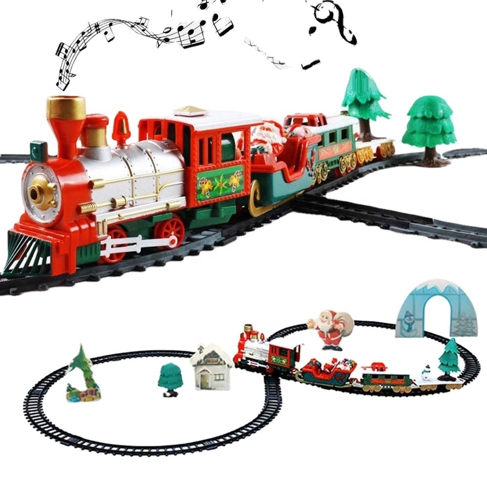 Christmas plastic toy train manufacturers Funny rail train with Santa Claus sleigh HN305049