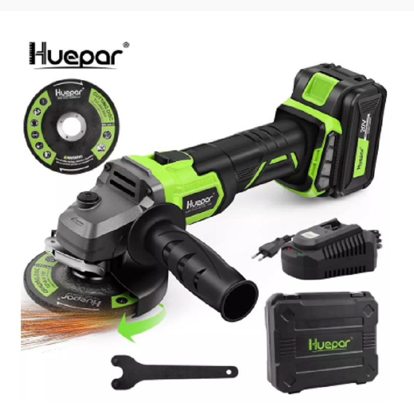 High-end Huepar Cordless Angle Grinder  AG10BL-1200  Li-ion Battery&Handle  Brushless Cut- Off