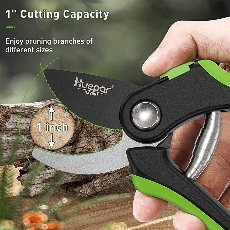 Huepar HXZ081 Cordless Pruning Shears Garden Hand Pruner With Cushion Shock Absorber Safety Lock And Non-Slip Handles