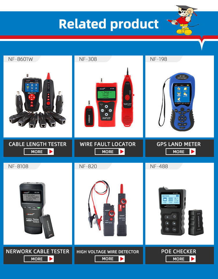 Noyafa Factory distribute test Ethernet lan cable tester with 8 remotes NF-8601W