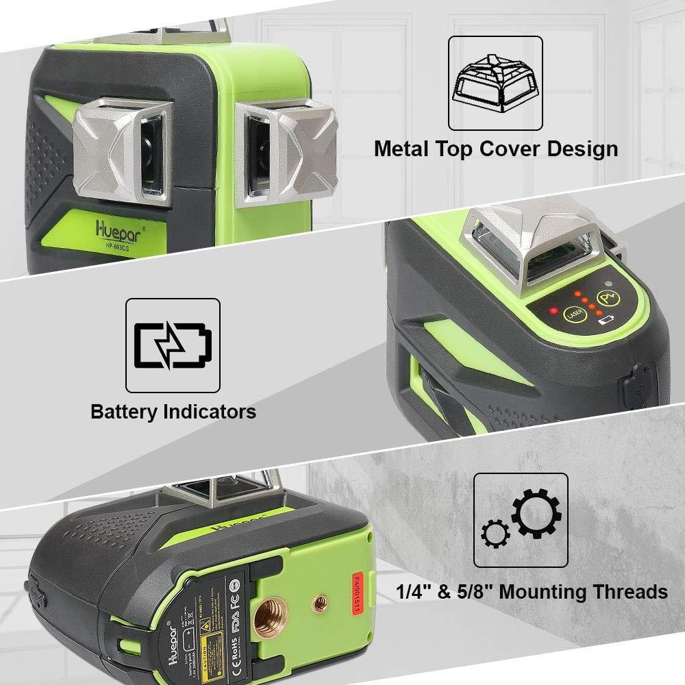 Huepar 603CG  3D 12 Lines Self-Leveling 360  Vertical & Horizontal Green Beam Laser Level