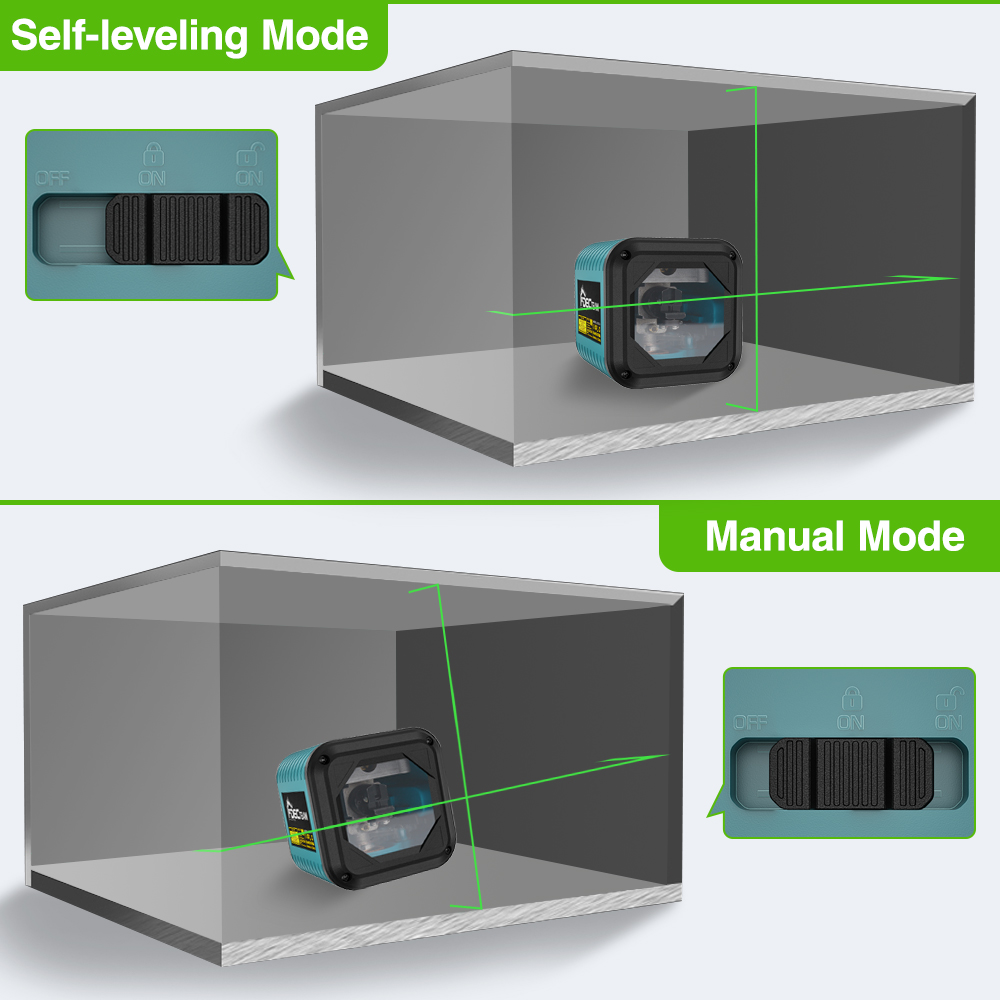 Decteam Portable 2 Lines Laser Level C011G Manual Mode with Cross Line Laser Levels Set Outdoor huepar  laser level