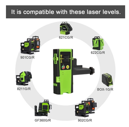 Huepar LR-6RG with LED Display Outdoor Mode Laser Detector Pulsing Detect Red&Green Beam Cross Line Laser Level Receiver