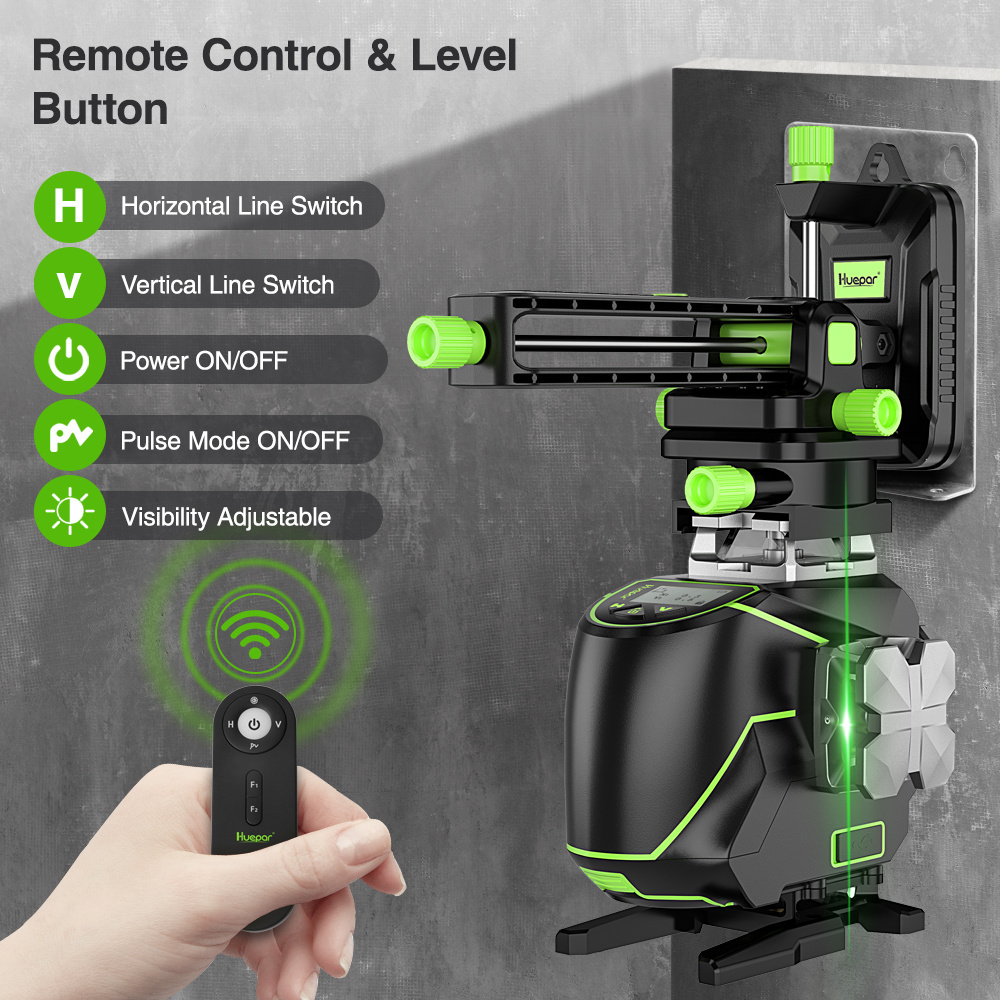 Huepar S04CG Green Beam 360 Cross Laser Leveling Machine Nivel 16 Lines 4D Self Leveling Tool