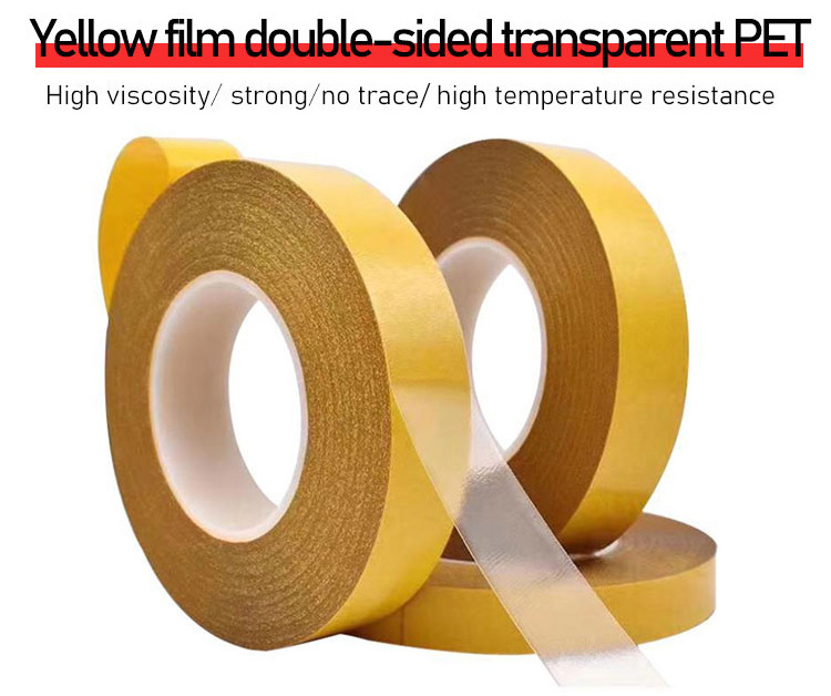 D/S solvent glue Face Adhesive Faced Side Banner Polyester Hemming Transparent Double Sided PET Tape