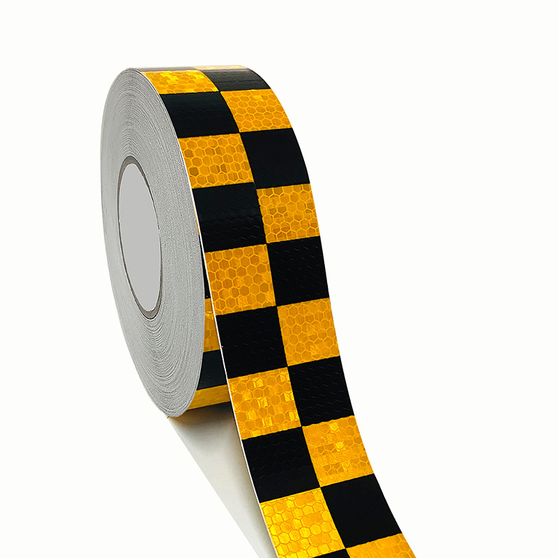 Yellow White Pvc -- Black And Blue Checker Oem Glow Red Car Stickers Warning Reflective Tape