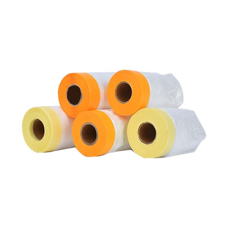 Pre Taped Masking Paper Film Transparent Furniture Protective Roller Covering Tape