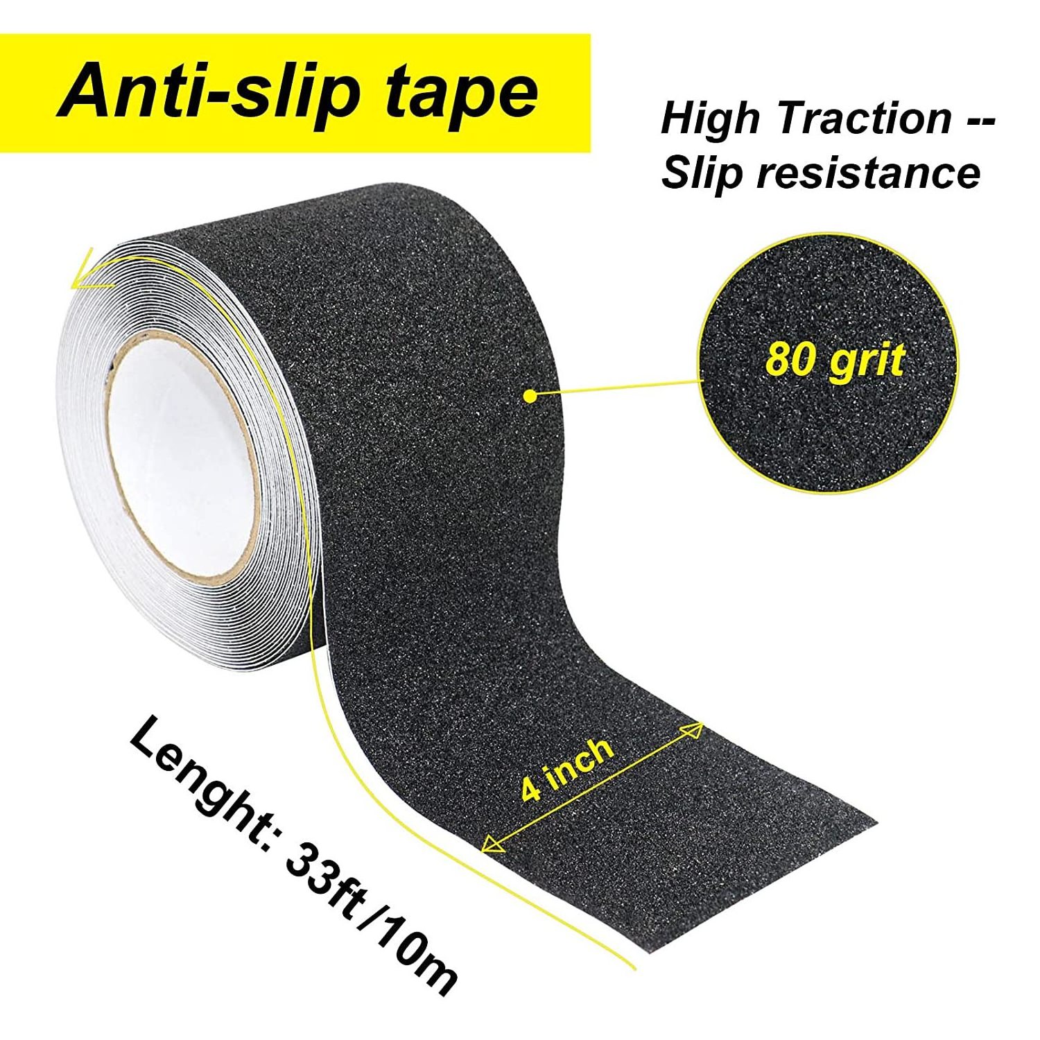 Safety Walk Shoe PET Black Sole Waterproof Grip Stairs Outdoor Non-Slip Self Adhesive Anti Slip Tape