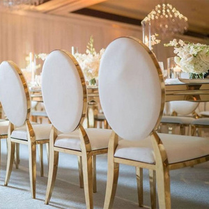 hot selling gold stackable design pu leather velvet round back stainless steel hotel banquet event wedding chair