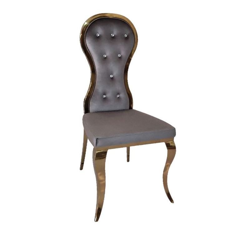 Wholesale luxury furniture gold stainless steel stacking leather event banquet wedding tables chair for hotel