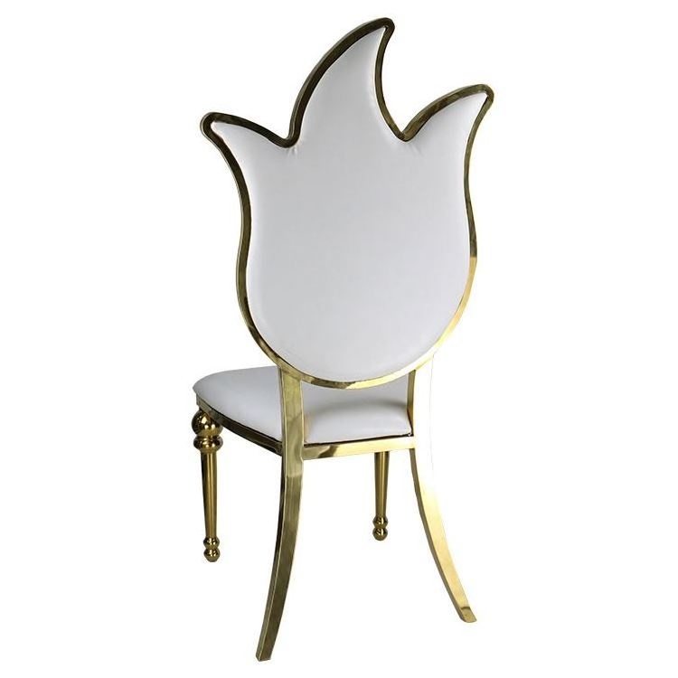 Foshan Furniture supplier gold banquet wedding chair hotel round back stainless steel event wedding chair