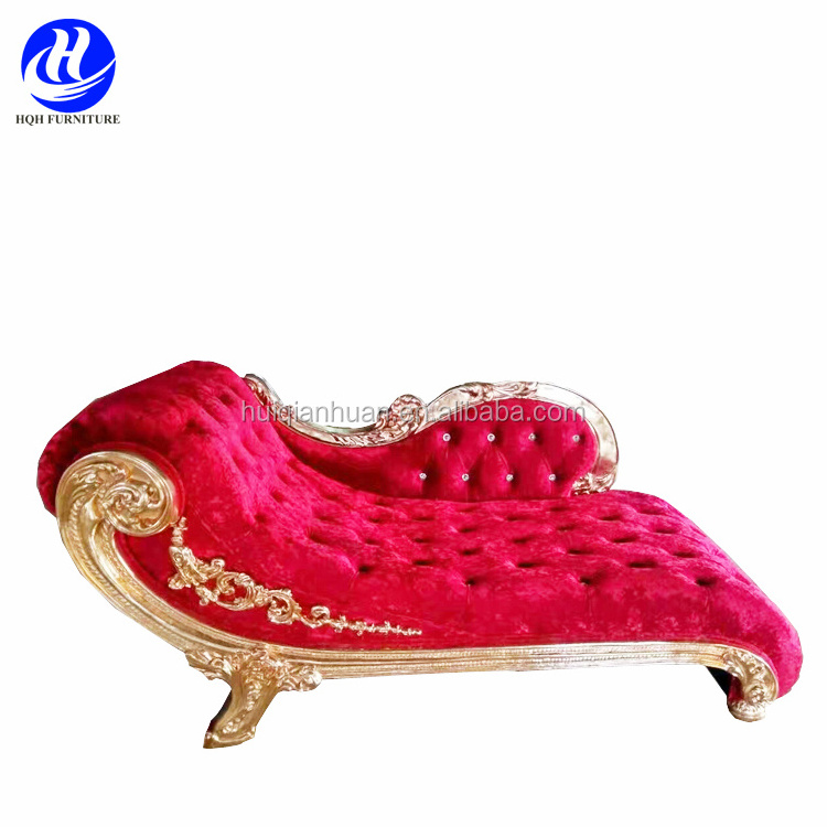 Luxury Design Living Room Royal Chaise Sofa Elegant Red Top Quality