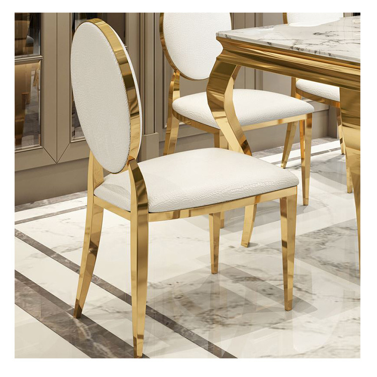 Foshan Furniture supplier gold banquet wedding chair hotel round back stainless steel event wedding chair