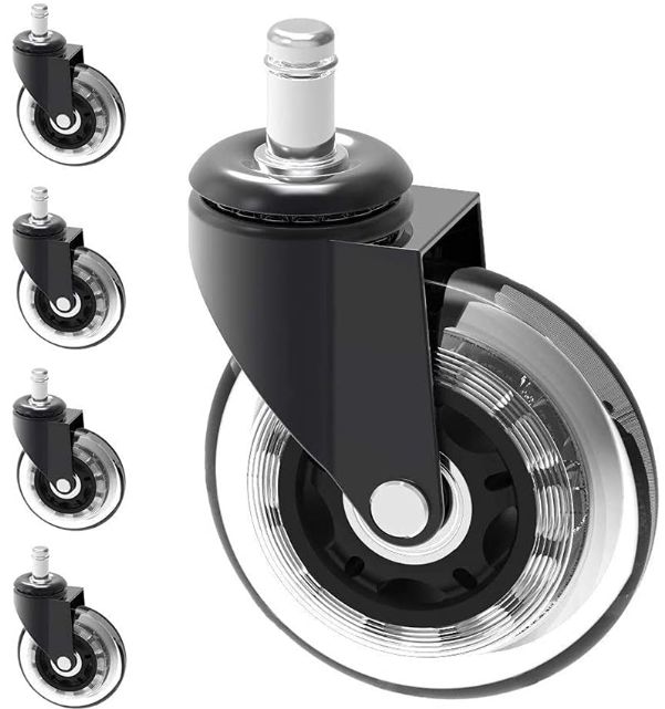 Office Chair Wheels Replacement Rubber Chair Casters for Hardwood Floors and Carpet