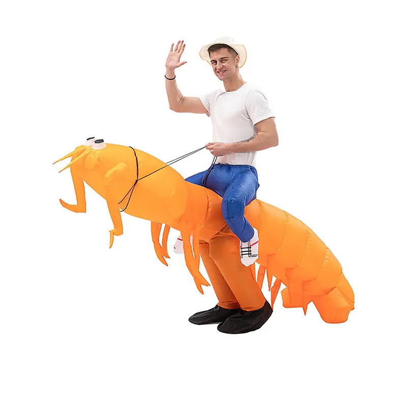 Unisex Inflatable Shrimp Costume for Adults Christmas Party Fancy Dress Polyester Material Cosplay Animal Mascot Halloween Party