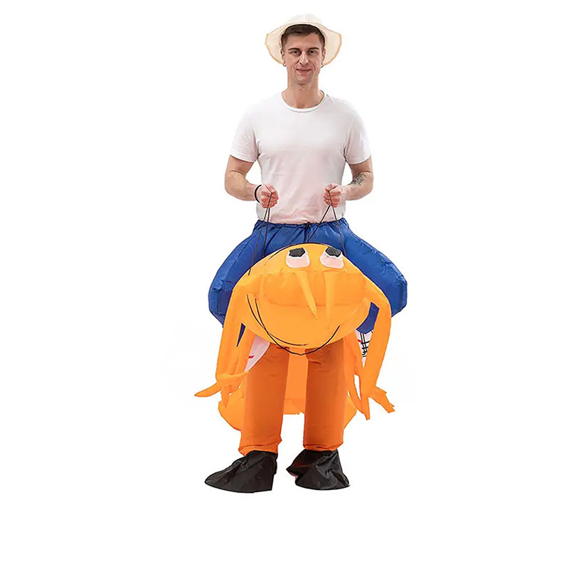 Unisex Inflatable Shrimp Costume for Adults Christmas Party Fancy Dress Polyester Material Cosplay Animal Mascot Halloween Party