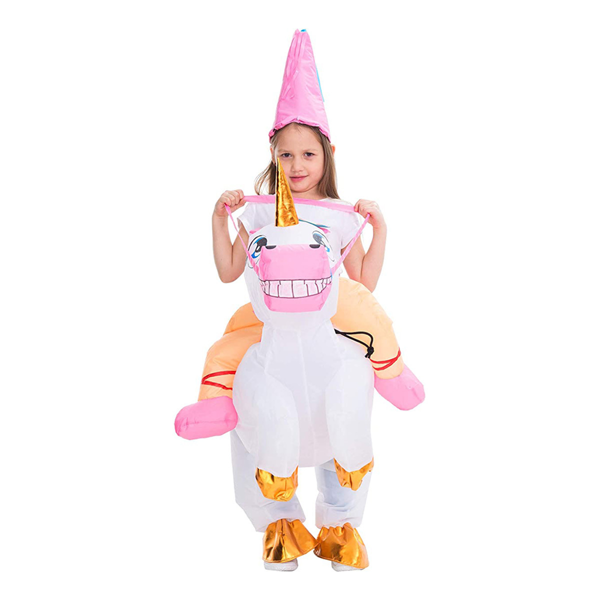 Halloween Carnival Fancy Dress Party Rainbow Unicorn Inflatable Costume Mascot Children'S Costume Unisex Suit