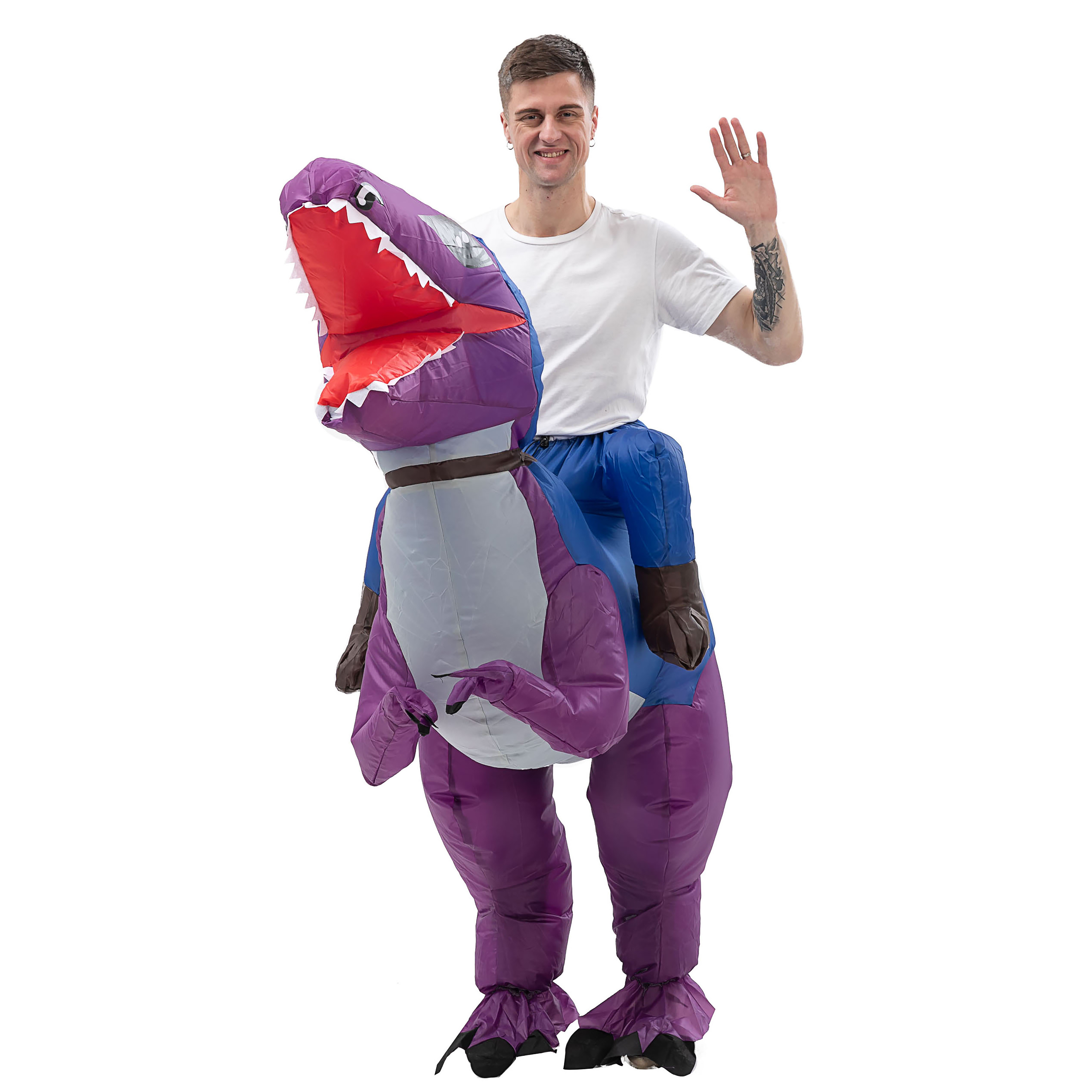 Hot Party Inflatable Costume Halloween  Toy Inflatable Dinosaur Animal Purple Dinosaur Inflatable Suit Set