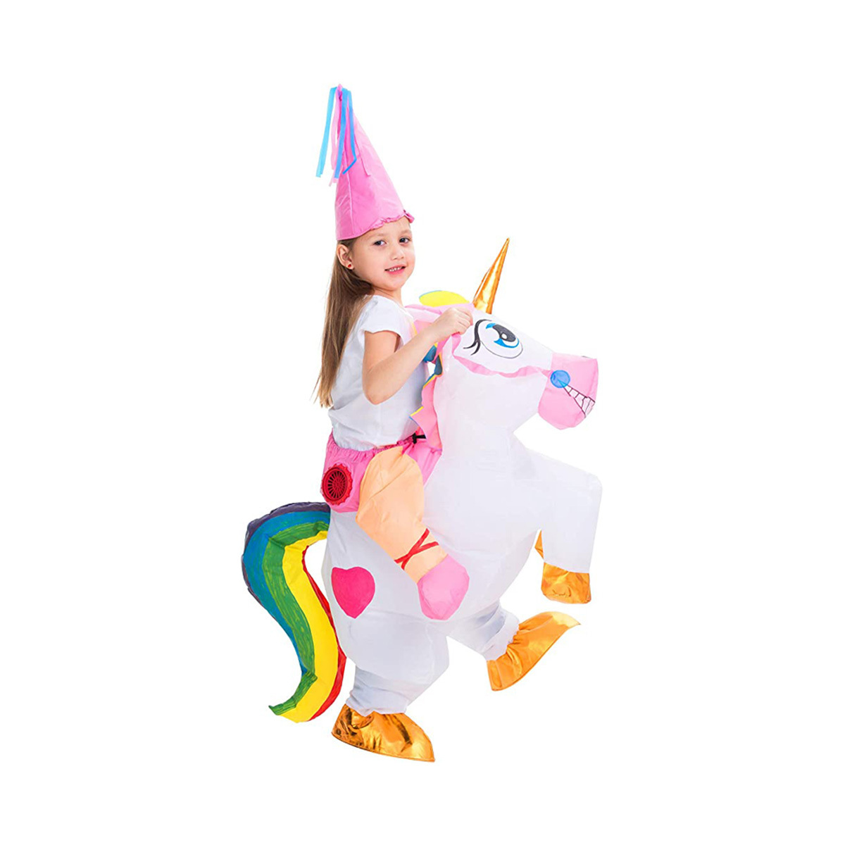 Halloween Carnival Fancy Dress Party Rainbow Unicorn Inflatable Costume Mascot Children'S Costume Unisex Suit