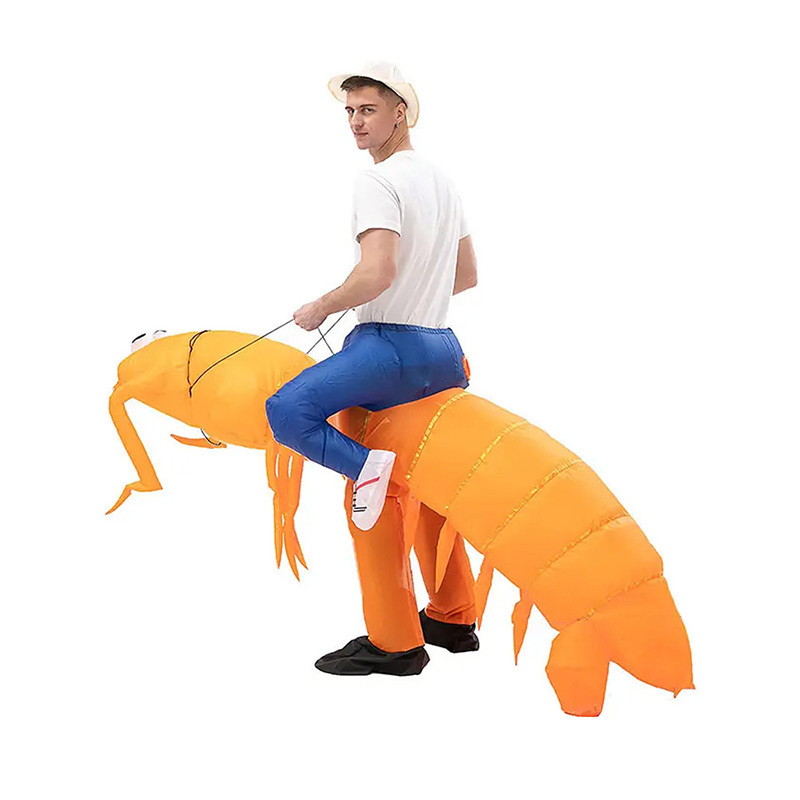 Unisex Inflatable Shrimp Costume for Adults Christmas Party Fancy Dress Polyester Material Cosplay Animal Mascot Halloween Party