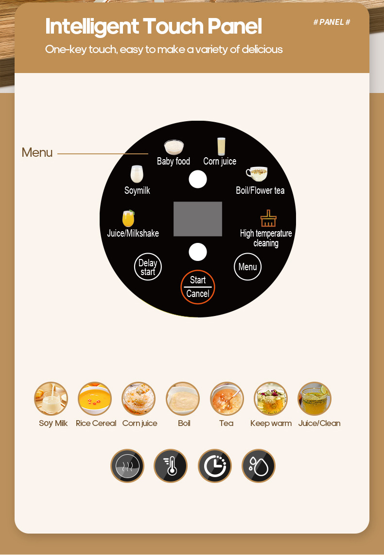 RANBEM Modern Multi-function Food Processor Cooks 5 in 1 Power Oat Milk Blender for Almond Nuts Soya Bean Porridge