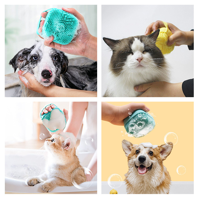 New Bathroom Dog Hand-held Cleaning Bath Brush Comb Pet Shampoo Massage for Dogs and Cats