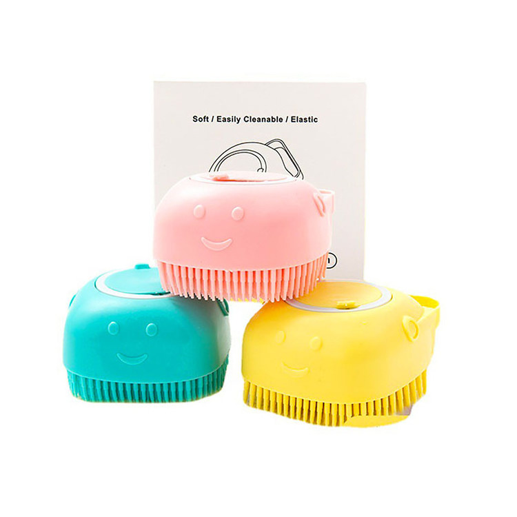 Plastic & Silicone Bath Brush small animal Grooming Brush wholesale blue green grooming tool dog pet bath brush