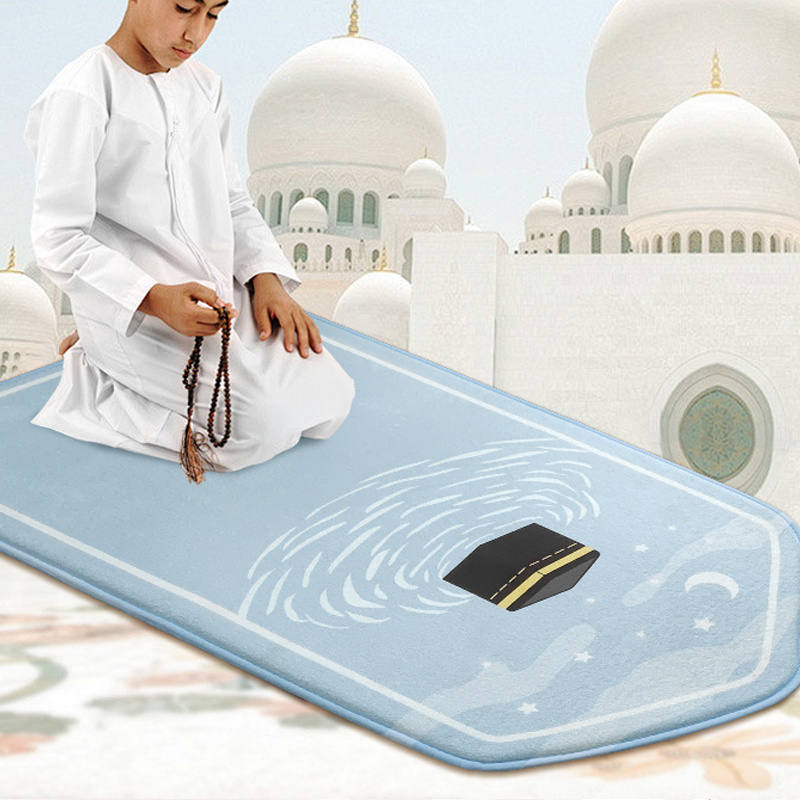 Velvet Thick Large Padded Sajadah Carpet Muslim Prayer Rug Islamic Mat for Men Women Kids