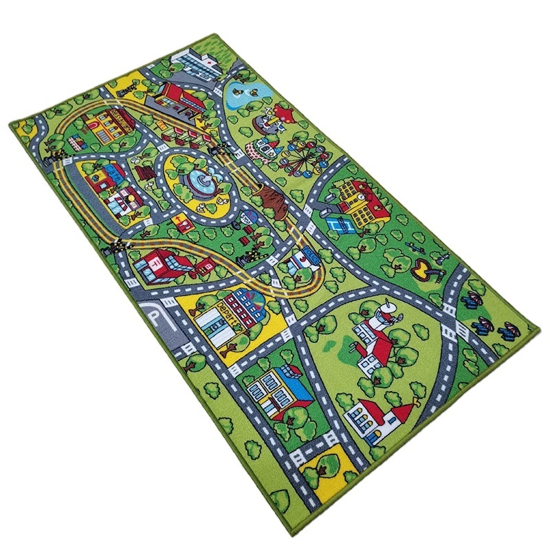 Polyester kids international airport carpet baby play mat Kids Carpet Playmat Rug City Life Great for Playing with Cars and Toys