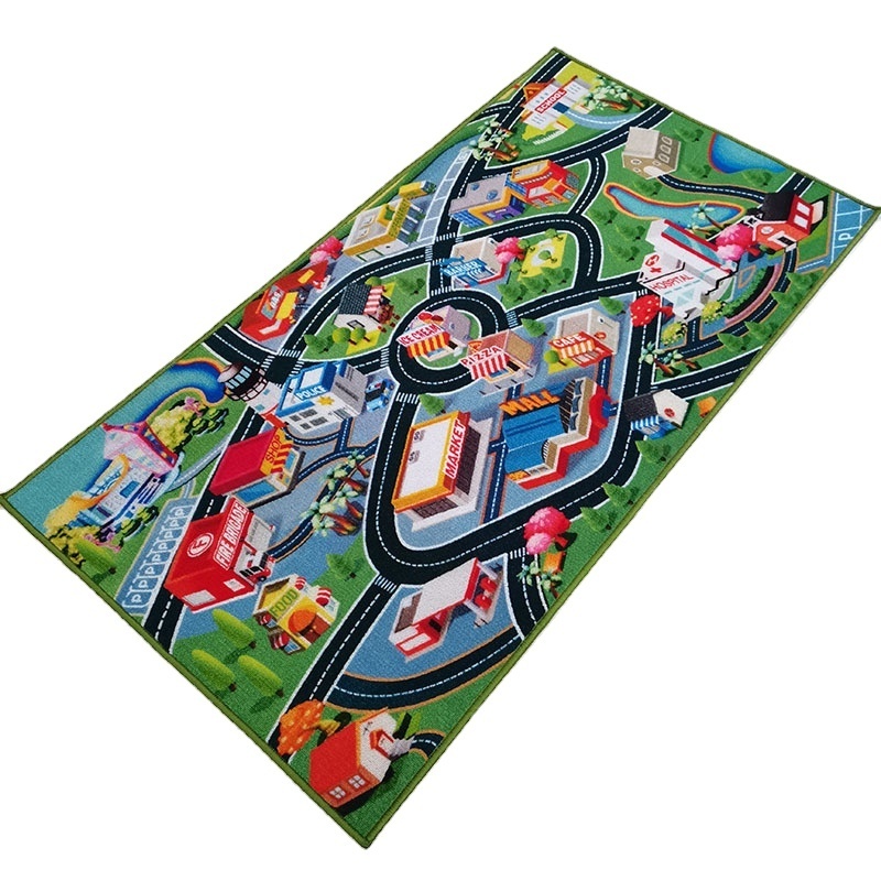 Polyester kids international airport carpet baby play mat Kids Carpet Playmat Rug City Life Great for Playing with Cars and Toys