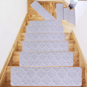 Custom Logo Color Size Non-slip Staircase Carpet Tread Rugs Self Adhesive Anti Slip Stair Mats For Wooden Stairs