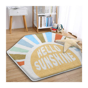 Sunshine Hexagon Non-Slip Nursery Rug Ultra Soft Play Carpet Rainbow Rug for Baby Girls Bedroom