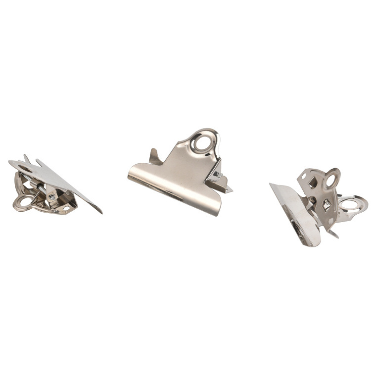 Stainless Steel Metal binder bulldog clips Nickel round spring letter clips