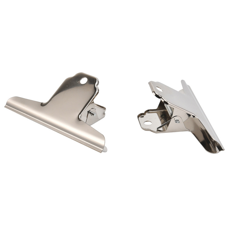 Stainless Steel Metal binder bulldog clips Nickel round spring letter clips