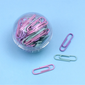 HUIRONG Factory Wholesale School Office Stationery 60pcs 28mm 3 Colors Assorted Metal Paper Clips