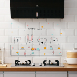 Waterproof and Oilproof Cartoon Kitchen Decal for Wall Fridge Stickers Vinyl Decor for Cooking Bench Lockers Refrigerator